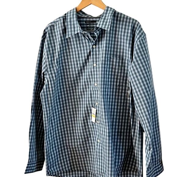 Van Heusen Studio Men’s Blue Gingham Slim Fit Button-Down Shirt – Size XXL NWT - Picture 5 of 5